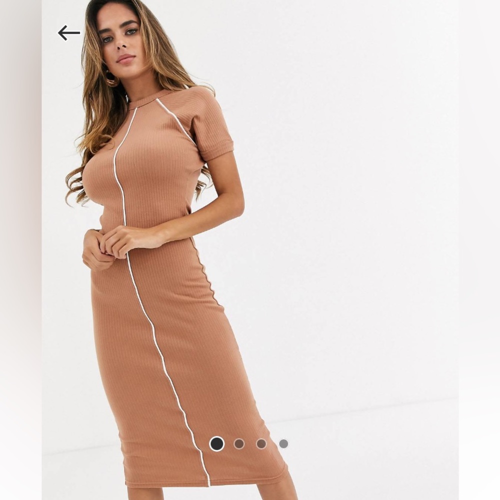 Misguided Contrast Seam MIDI Dress